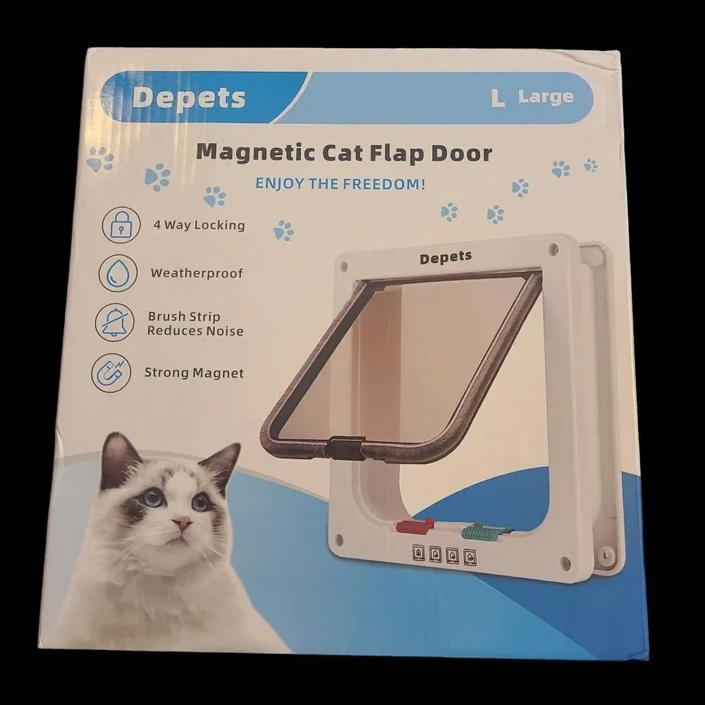 Depets Cat Door Magnetic Flap Large White Excellent Quality